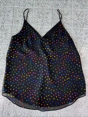 Express Black Multicolor Polka Dot V-Neck Cami Tank Top Medium